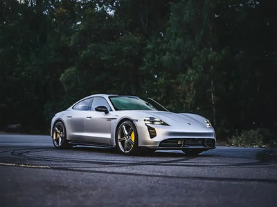 DIY Porsche Taycan wrapped in Matte HX20000 Metallic Meteorite Grey automotive vinyl film HX20990M