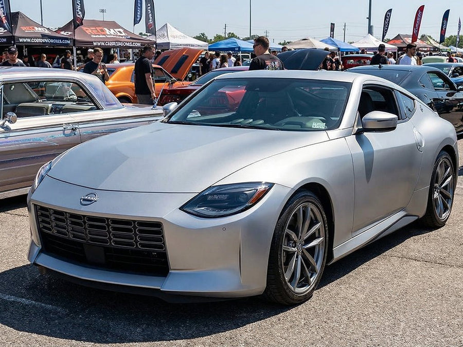 Nissan Z wrapped in Hexis Matte HX20000 Metallic Meteorite Grey restyling film HX20990M