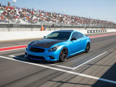 DIY Infiniti G37 Coupe wrapped in Gloss HX20000 South Seas Blue vinyl wrap HX20B11B
