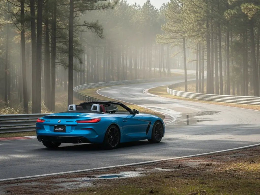 BMW Z4 wrapped in Hexis Gloss HX20000 South Seas Blue restyling film HX20B11B