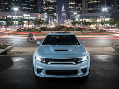 Dodge Charger wrapped in Gloss HX20000 Jazz Blue automotive vinyl film HX20B32B detail