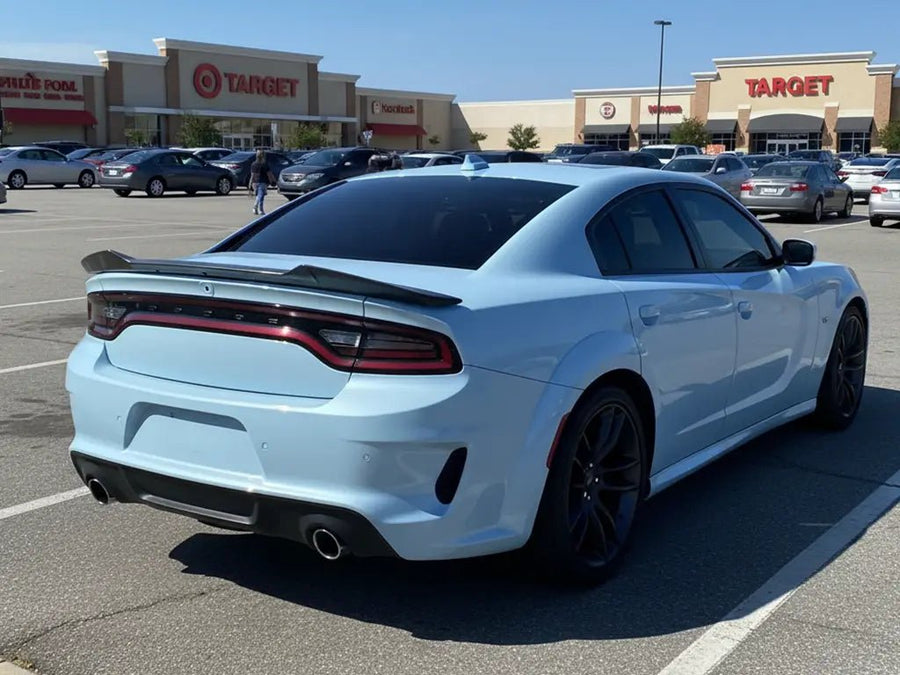 DIY Dodge Charger wrapped in Gloss HX20000 Jazz Blue wrap film HX20B32B