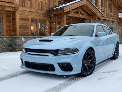 DIY Dodge Charger wrapped in Gloss HX20000 Jazz Blue automotive vinyl film HX20B32B