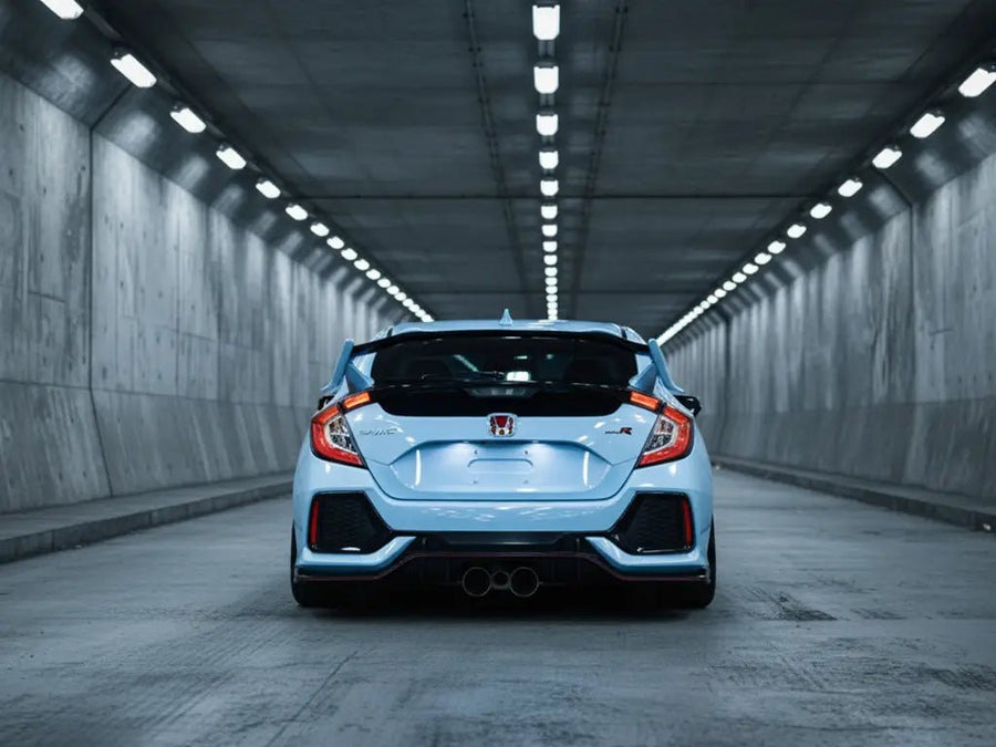 Honda Civic Type R wrapped in Hexis Gloss HX20000 Jazz Blue vinyl wrap HX20B32B