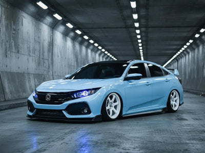 DIY Honda Civic wrapped in Gloss HX20000 Jazz Blue automotive vinyl film HX20B32B