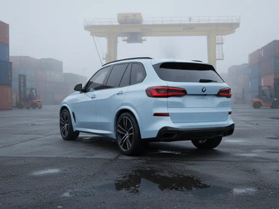 DIY BMW X5 wrapped in Gloss HX20000 Jazz Blue automotive vinyl film HX20B32B