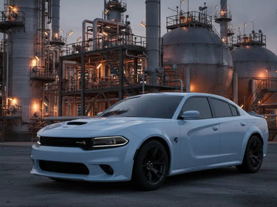 Dodge Charger wrapped in Gloss HX20000 Jazz Blue car wrap film HX20B32B