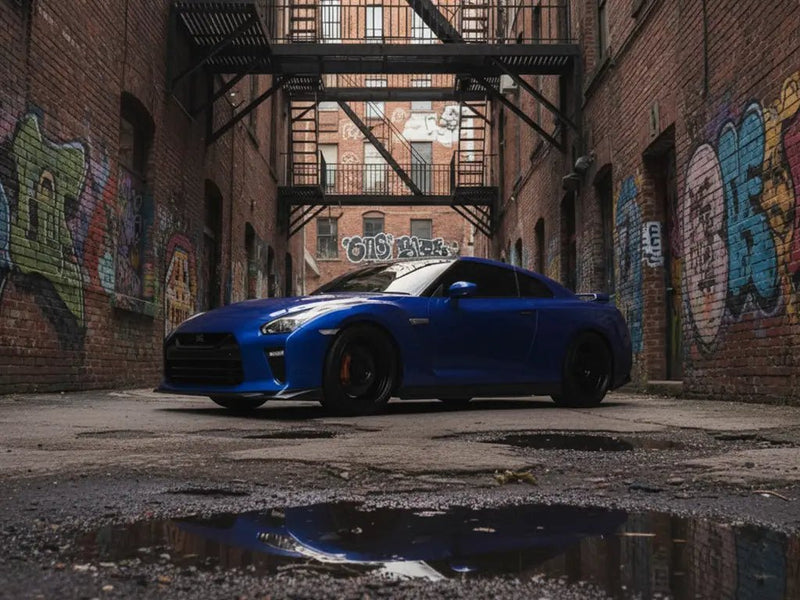 Nissan GT-R wrapped in Gloss HX20000 Ephesus Blue wrap film HX20B36B