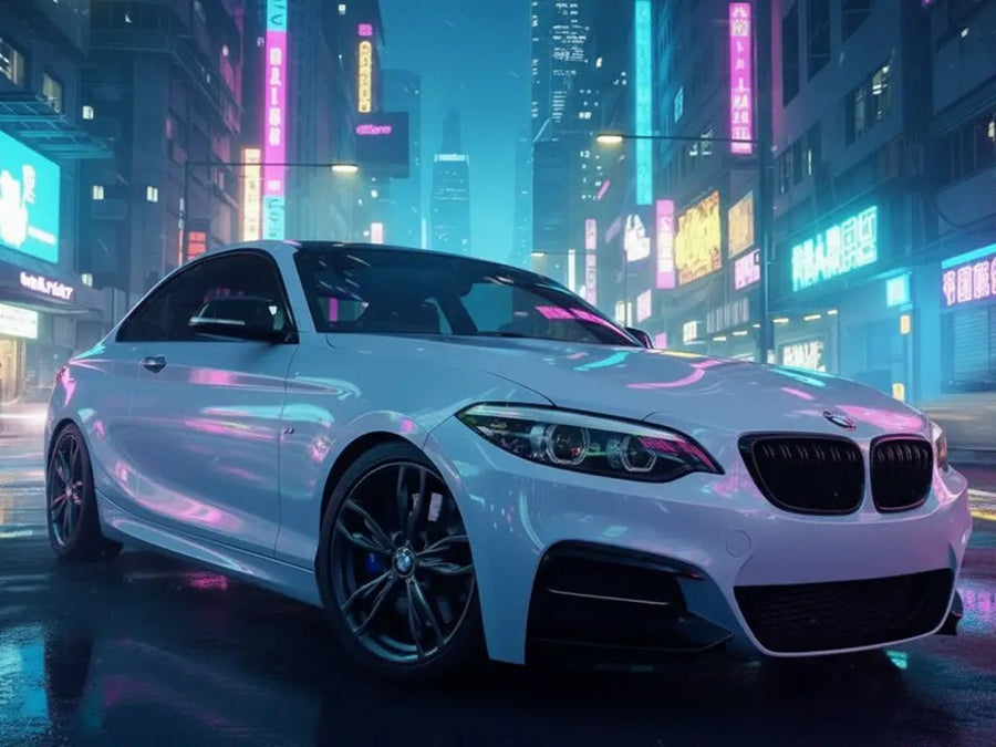 BMW 2 Series wrapped in Hexis Gloss HX20000 Polaris Blue automotive vinyl film HX20B37B