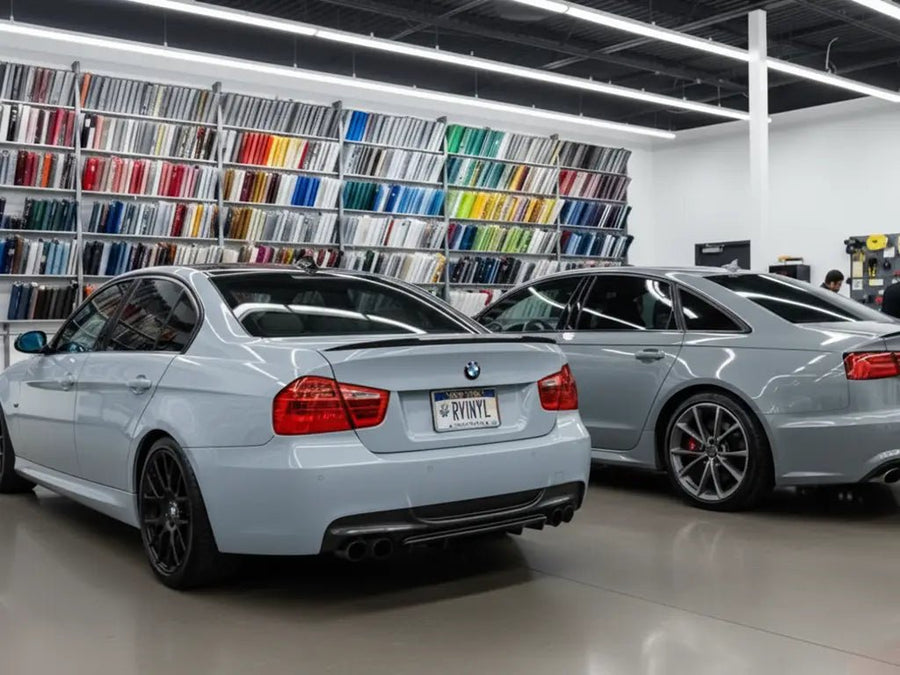 BMW 3 Series wrapped in Gloss HX20000 Polaris Blue restyling film HX20B37B detail