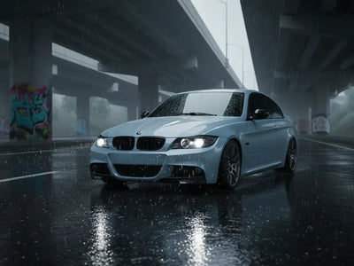 BMW 3 Series wrapped in Hexis Gloss HX20000 Polaris Blue wrap film HX20B37B