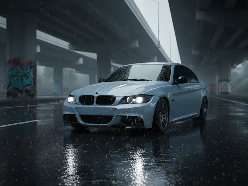 BMW 3 Series wrapped in Hexis Gloss HX20000 Polaris Blue wrap film HX20B37B