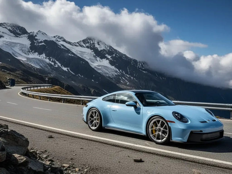 Porsche 911 wrapped in Gloss HX20000 Blue Lilac wrap film HX20B51B