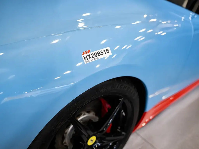 Ferrari wrapped in Gloss HX20000 Blue Lilac wrap film HX20B51B