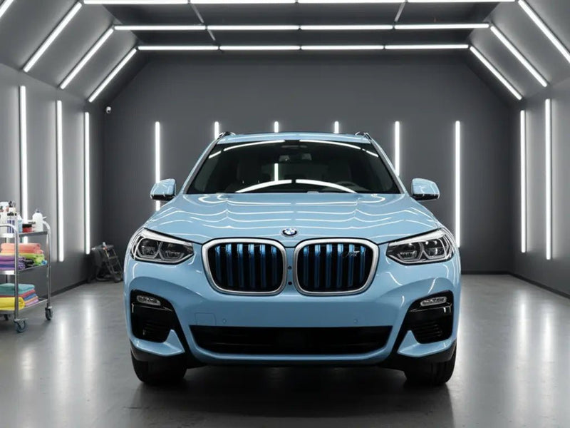 DIY BMW X3 wrapped in Gloss HX20000 Blue Lilac automotive vinyl film HX20B51B