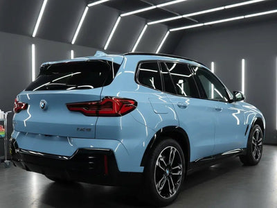 DIY BMW iX3 wrapped in Gloss HX20000 Blue Lilac restyling film HX20B51B