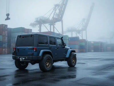 DIY Jeep Wrangler wrapped in Satin HX20000 Deep Ocean Wet automotive vinyl film HX20B52W