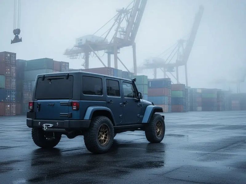 DIY Jeep Wrangler wrapped in Satin HX20000 Deep Ocean Wet automotive vinyl film HX20B52W
