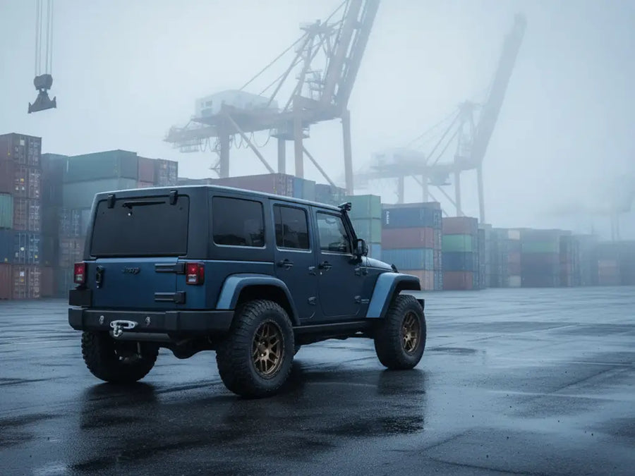 DIY Jeep Wrangler wrapped in Satin HX20000 Deep Ocean Wet automotive vinyl film HX20B52W