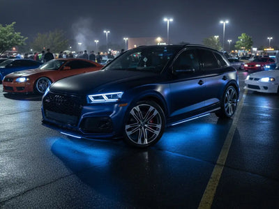 Audi SQ5 wrapped in Satin HX20000 Deep Ocean Wet car wrap film HX20B52W