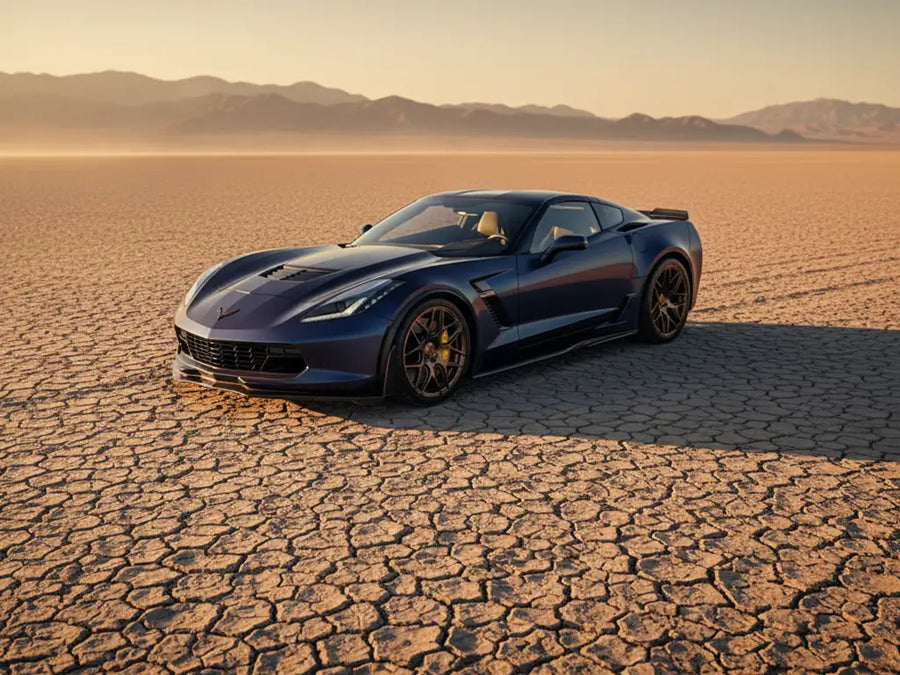 Chevrolet Corvette wrapped in Satin HX20000 Deep Ocean Wet automotive vinyl film HX20B52W