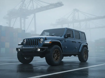 Jeep Wrangler wrapped in Hexis Satin HX20000 Deep Ocean Wet car wrap film HX20B52W
