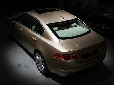 Jaguar XF wrapped in Hexis Gloss HX20000 Metallic Ashen Beige wrap film HX20BCMB
