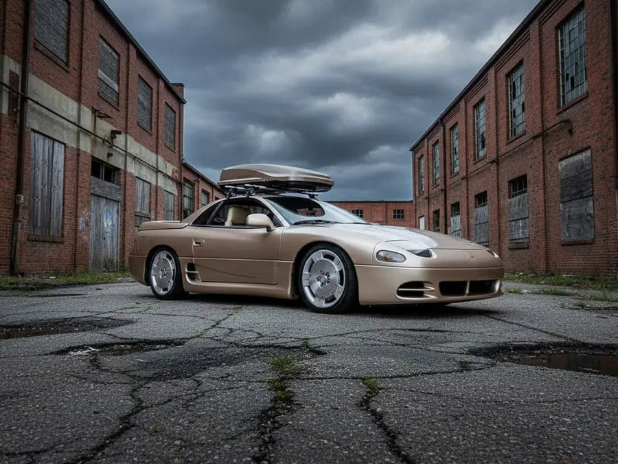 Mitsubishi 3000GT wrapped in Hexis Gloss HX20000 Metallic Ashen Beige restyling film HX20BCMB