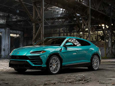 Lamborghini Urus wrapped in Hexis Gloss HX20000 Fjord Blue car wrap film HX20BFJB