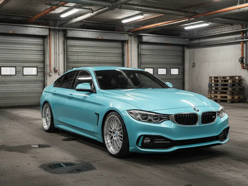 BMW 4 Series wrapped in Hexis Gloss HX20000 Fjord Blue automotive vinyl film HX20BFJB