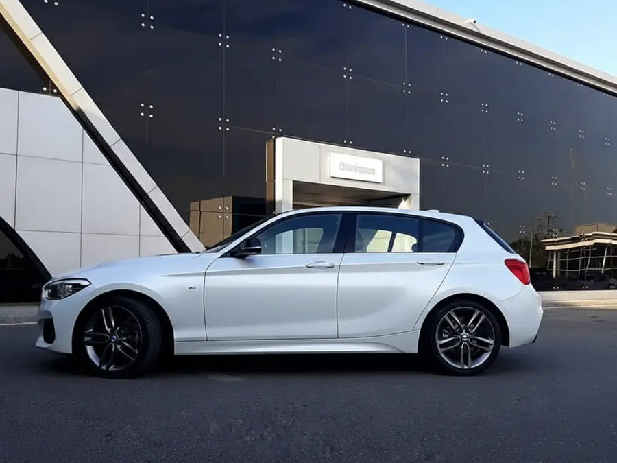 BMW 1 Series wrapped in Hexis Gloss HX20000 Glitter Lapp Sparkle White car wrap film HX20BLPB
