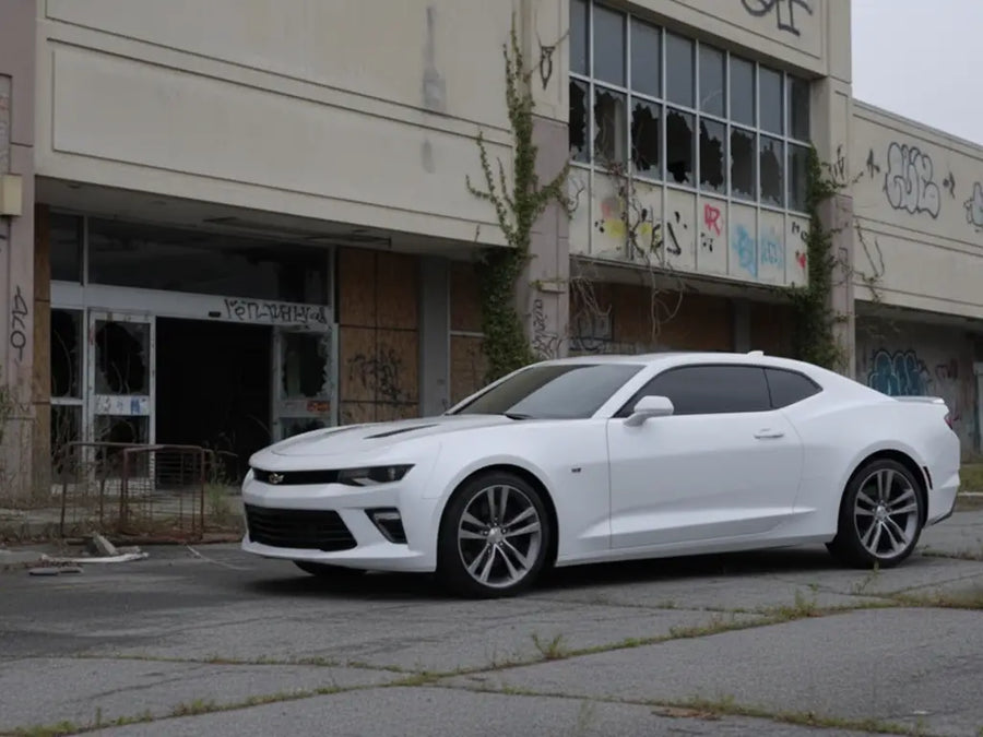 Chevrolet Camaro wrapped in Gloss HX20000 Glitter Lapp Sparkle White automotive vinyl film HX20BLPB