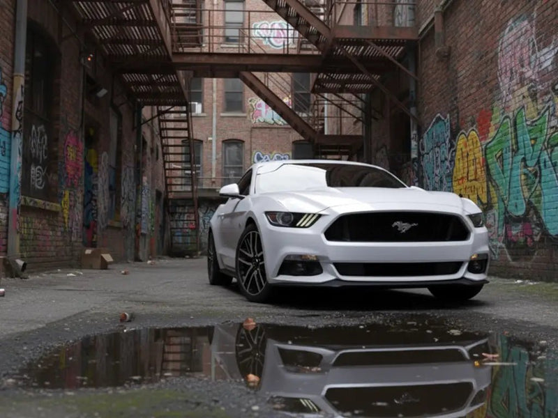Ford Mustang wrapped in Gloss HX20000 Glitter Lapp Sparkle White automotive vinyl film HX20BLPB