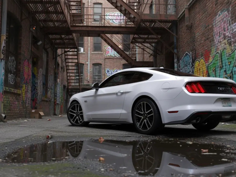 Ford Mustang wrapped in Gloss HX20000 Glitter Lapp Sparkle White car wrap film HX20BLPB