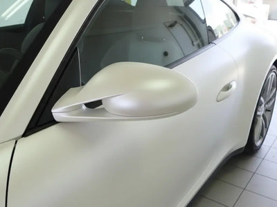 DIY Porsche 911 wrapped in Satin HX20000 Nacre White car wrap film HX20BNCS