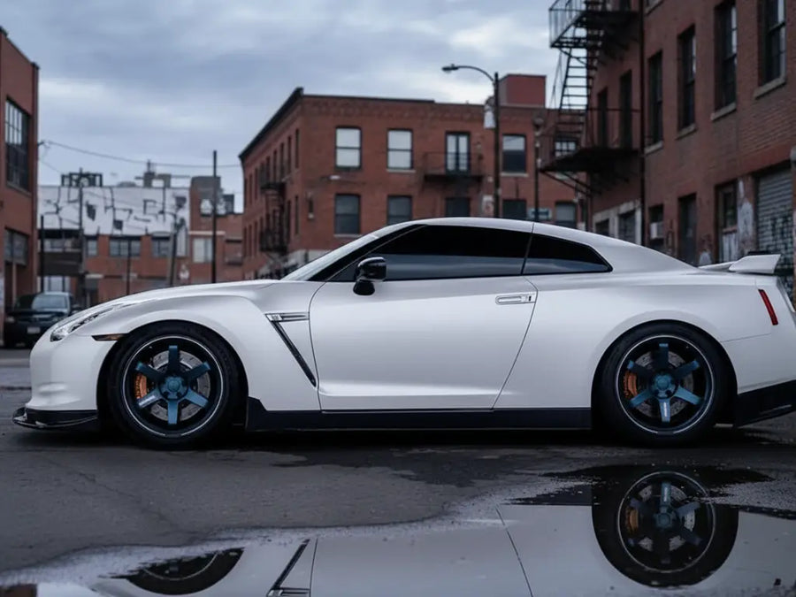 DIY Nissan GT-R wrapped in Satin HX20000 Nacre White car wrap film HX20BNCS