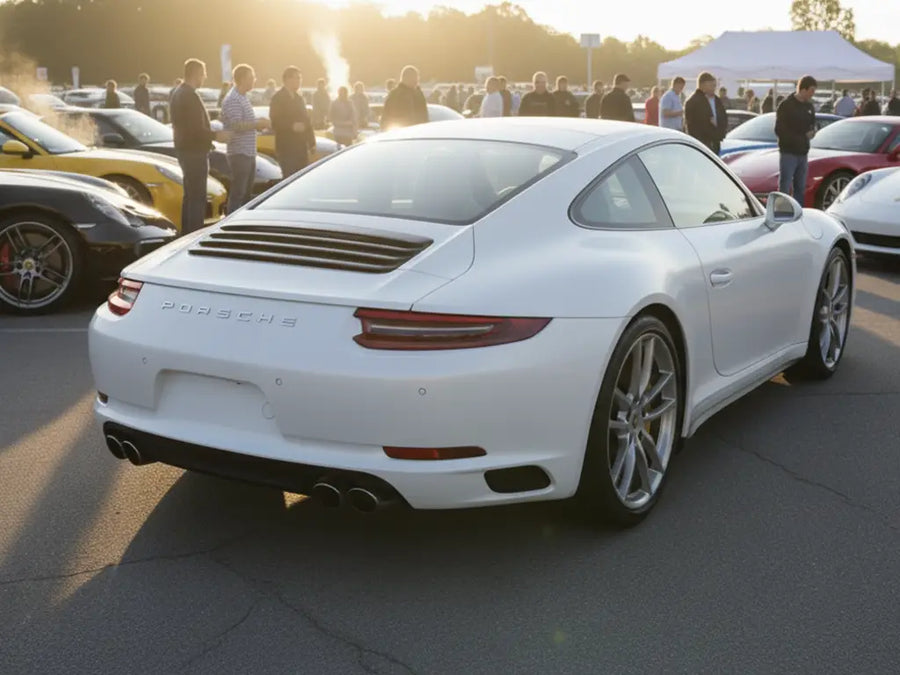 DIY Porsche 911 wrapped in Satin HX20000 Nacre White vinyl wrap HX20BNCS