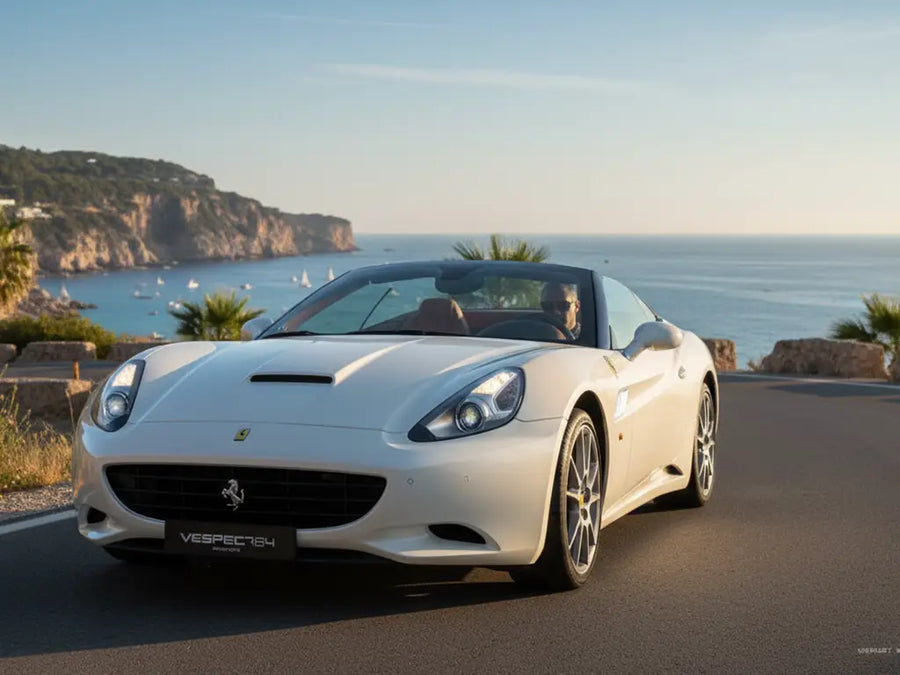 DIY Ferrari California wrapped in Gloss HX20000 Saturn White vinyl wrap HX20BSAB