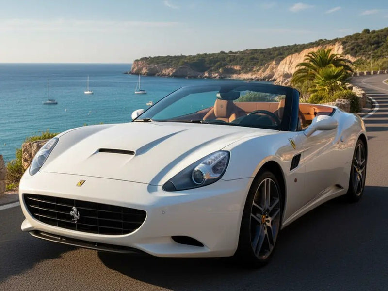 Ferrari California wrapped in Gloss HX20000 Saturn White car wrap film HX20BSAB