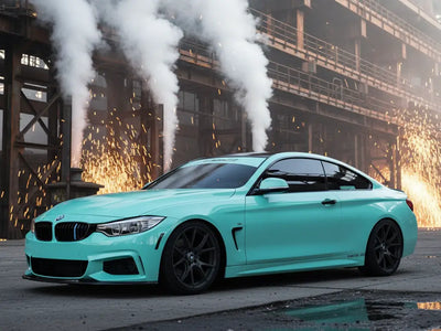 BMW 4 Series wrapped in Gloss HX20000 Ti Blue restyling film HX20BTIB