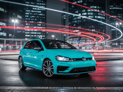 Volkswagen Golf wrapped in Hexis Gloss HX20000 Ti Blue vinyl wrap HX20BTIB