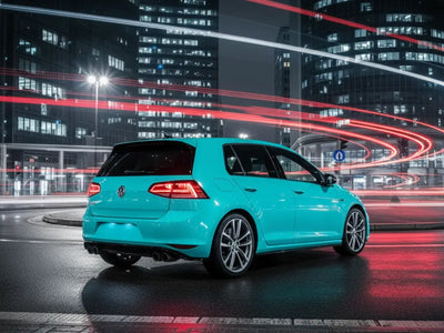 Volkswagen Golf wrapped in Gloss HX20000 Ti Blue restyling film HX20BTIB