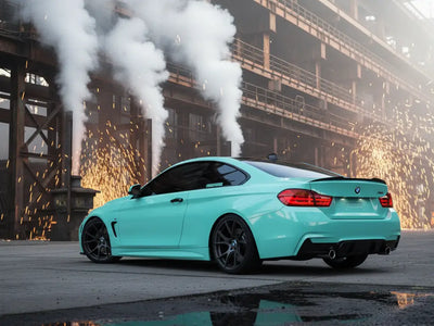 BMW M4 wrapped in Hexis Gloss HX20000 Ti Blue restyling film HX20BTIB