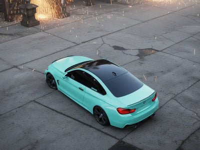 BMW M4 wrapped in Gloss HX20000 Ti Blue car wrap film HX20BTIB