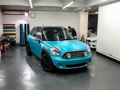 DIY MINI Countryman wrapped in Matte HX20000 Turquoise Blue wrap film HX20BTUM