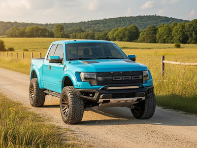 Ford F-150 Raptor wrapped in Hexis Matte HX20000 Turquoise Blue car wrap film HX20BTUM