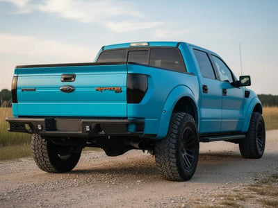 Ford F-150 Raptor wrapped in Hexis Matte HX20000 Turquoise Blue wrap film HX20BTUM