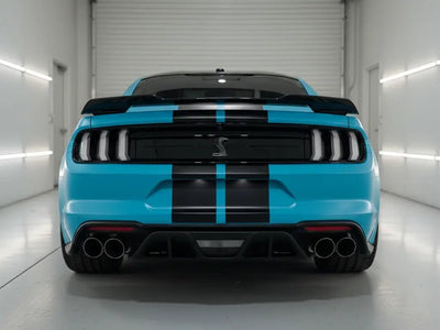 Ford Mustang Shelby GT500 wrapped in Hexis Matte HX20000 Turquoise Blue wrap film HX20BTUM