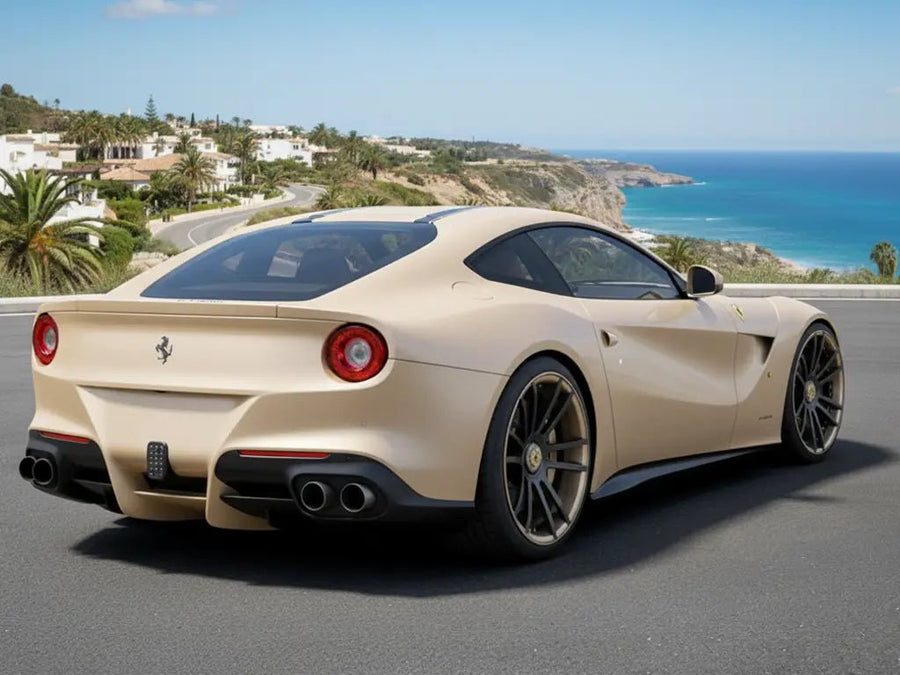 DIY Ferrari F12berlinetta wrapped in Gloss HX20000 Taxi Beige restyling film HX20BTXB