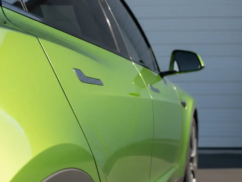 Tesla S wrapped in Hexis Gloss HX20000 Fairway Green wrap film HX20VFAB